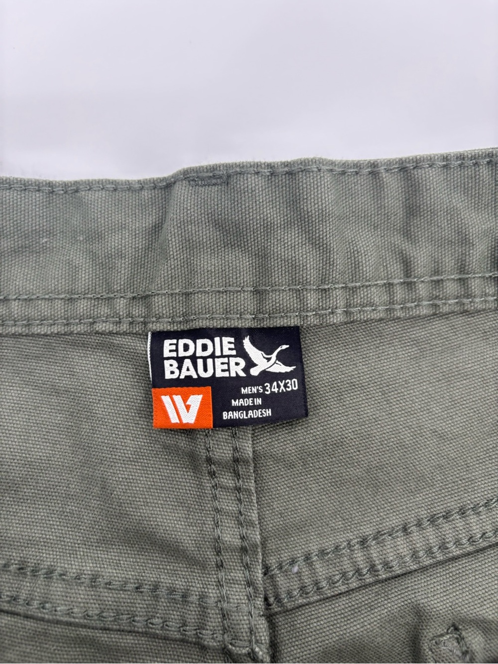Eddie Bauer Mens Canvas Utility Pants 34x30 Green Stretch Workwear Outdoor Chino - Picture 2 of 14